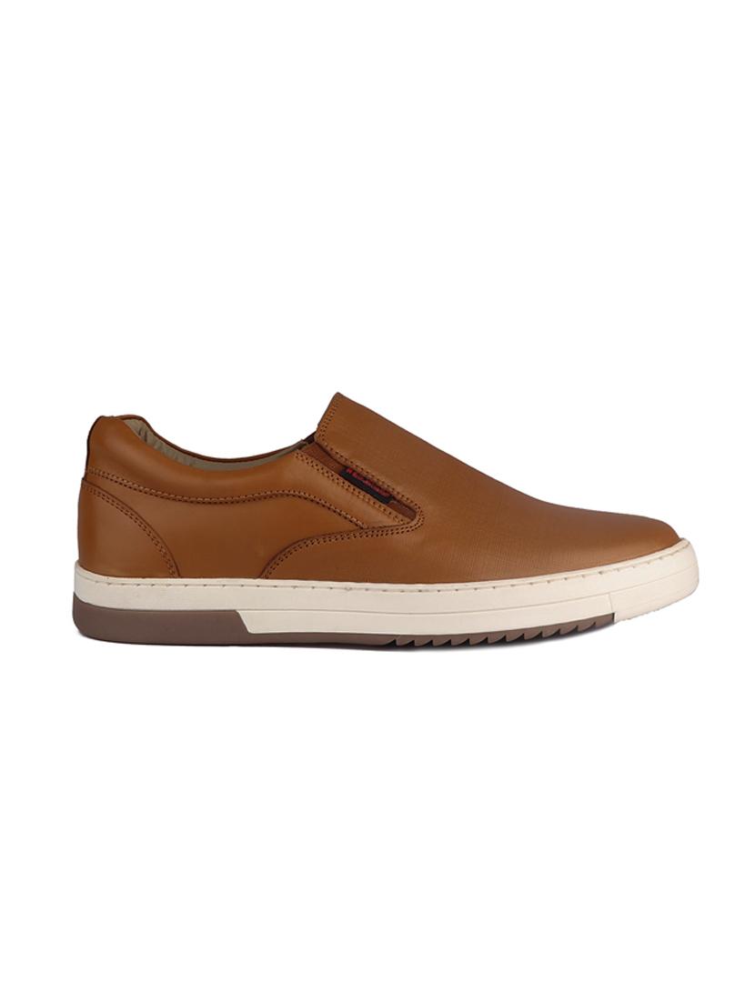 tan leather slip on sneakers - 20198365 - Standard Image - 1