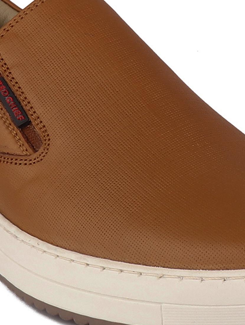 tan leather slip on sneakers - 20198365 - Standard Image - 4