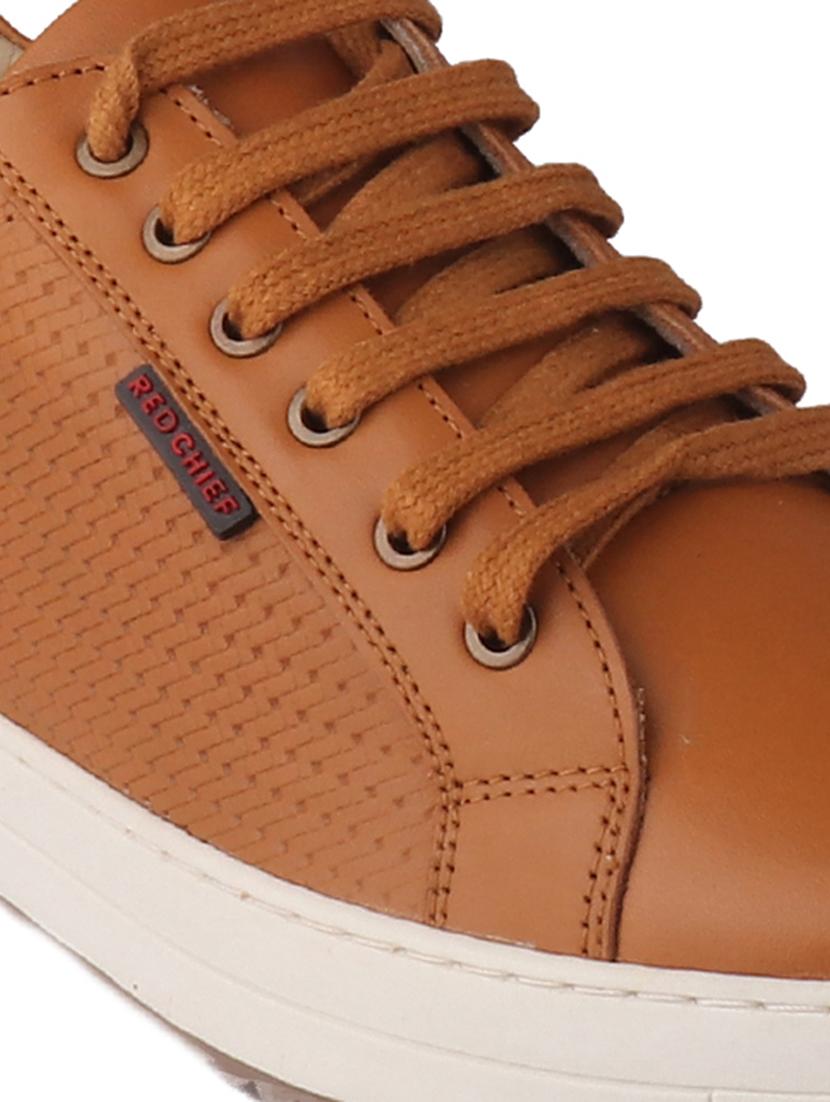 tan leather lace up sneakers - 20198372 - Standard Image - 4