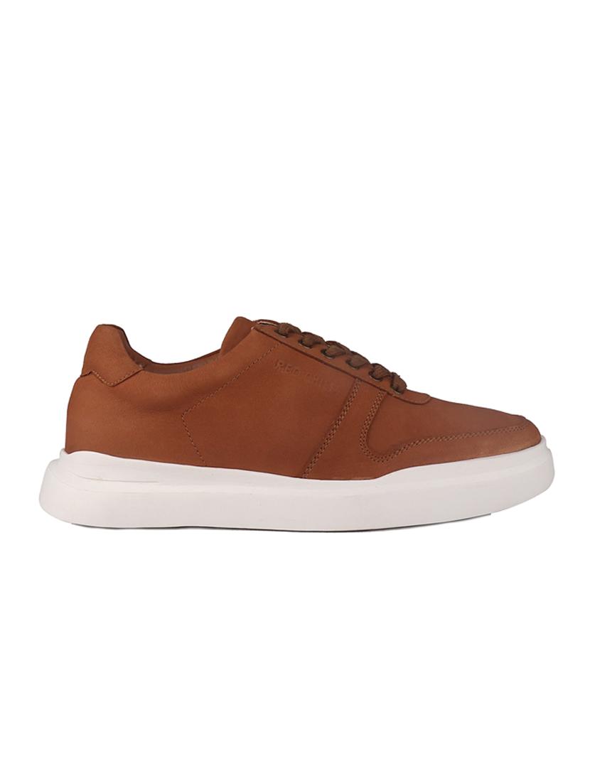 tan leather lace up sneakers - 20198374 -  Standard Image - 1