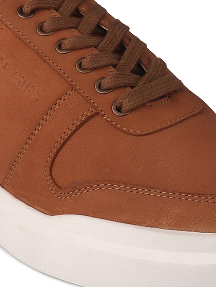 tan leather lace up sneakers - 20198374 - Standard Image - 4