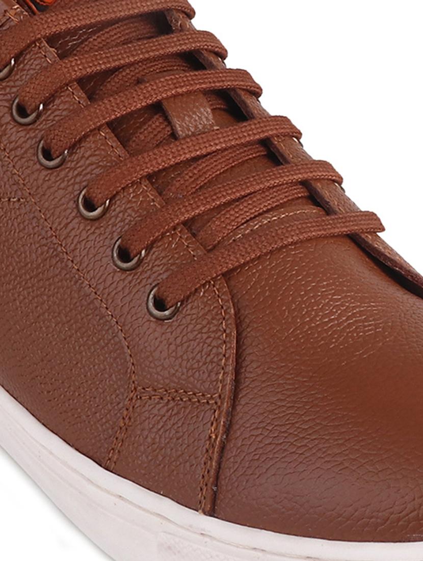 tan leather lace up sneakers - 20198375 - Standard Image - 4