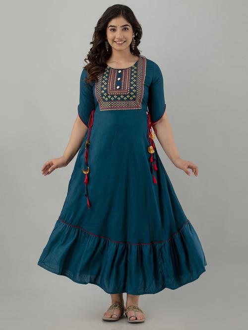 embroidered long anarkali kurta - 20199428 - Standard Image - 0