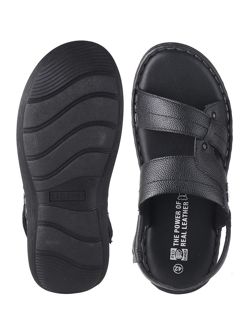 black leather back strap sandals - 20203224 - Standard Image - 4
