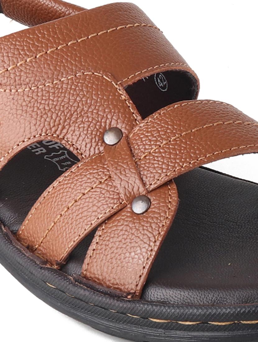 tan leather back strap sandals - 20203225 - Standard Image - 4