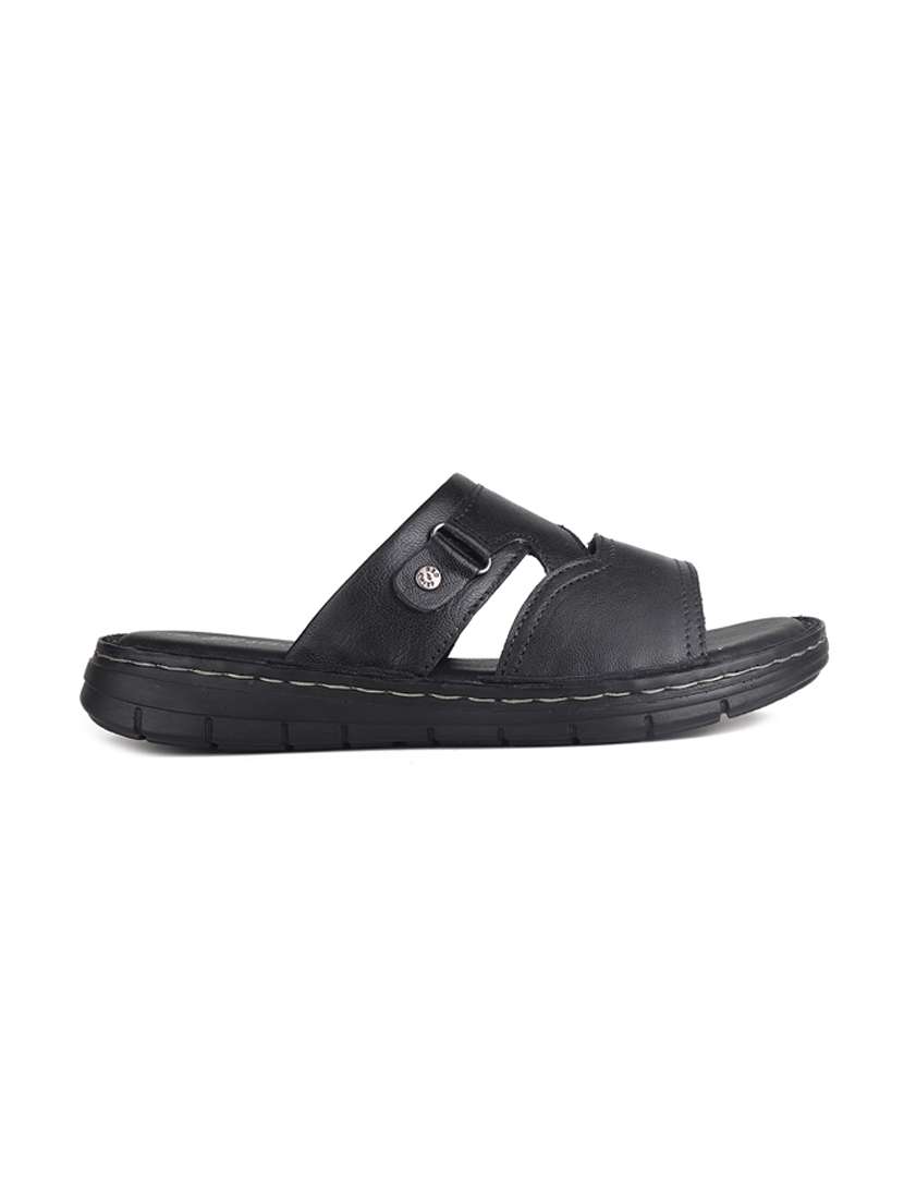black leather slip on slippers - 20203232 -  Standard Image - 1