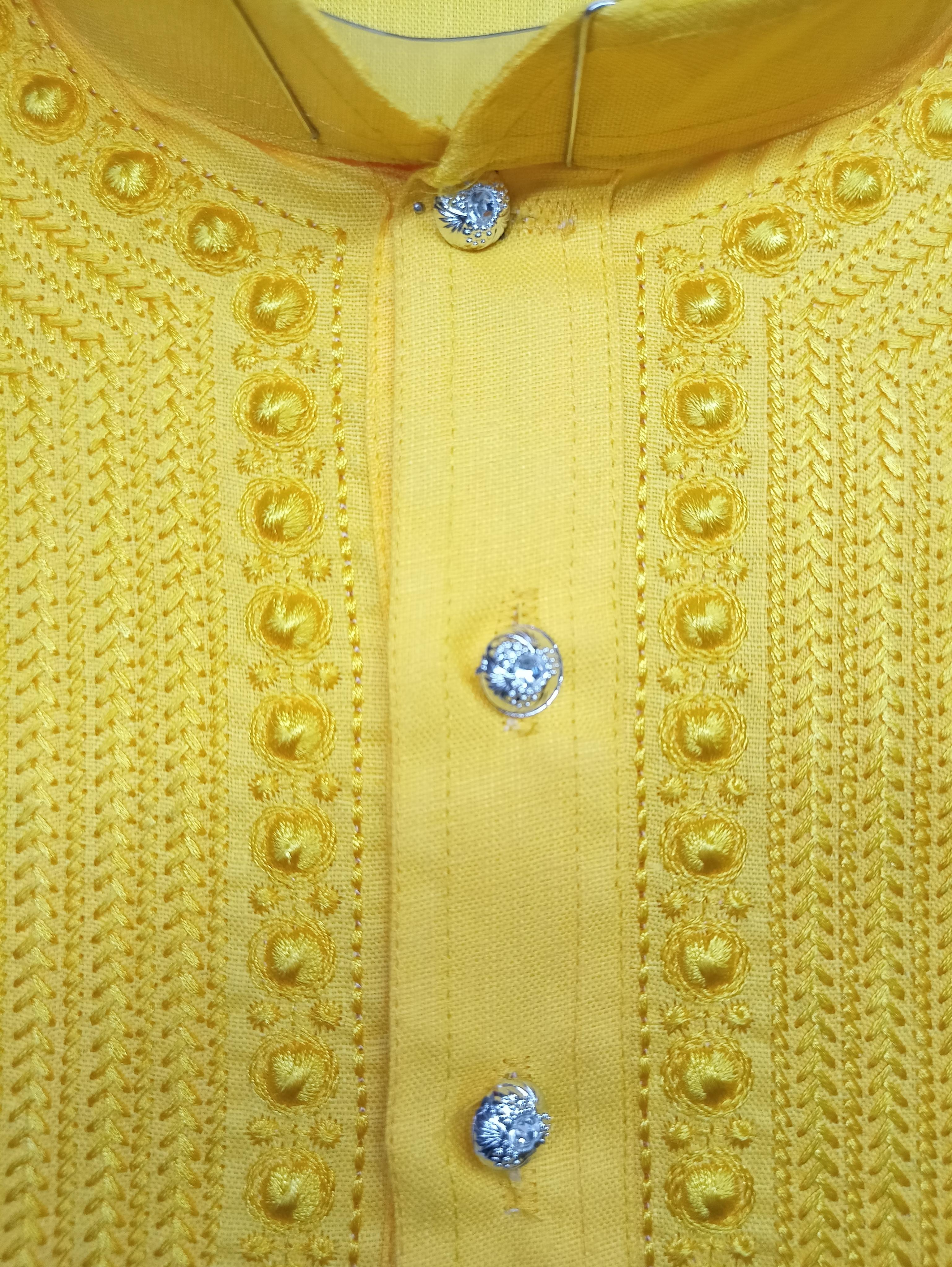 yellow cotton kurta - 20203418 - Standard Image - 1