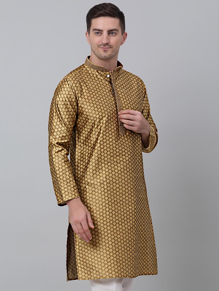 mandarin neck self design long kurta - 20204726 - Standard Image - 1