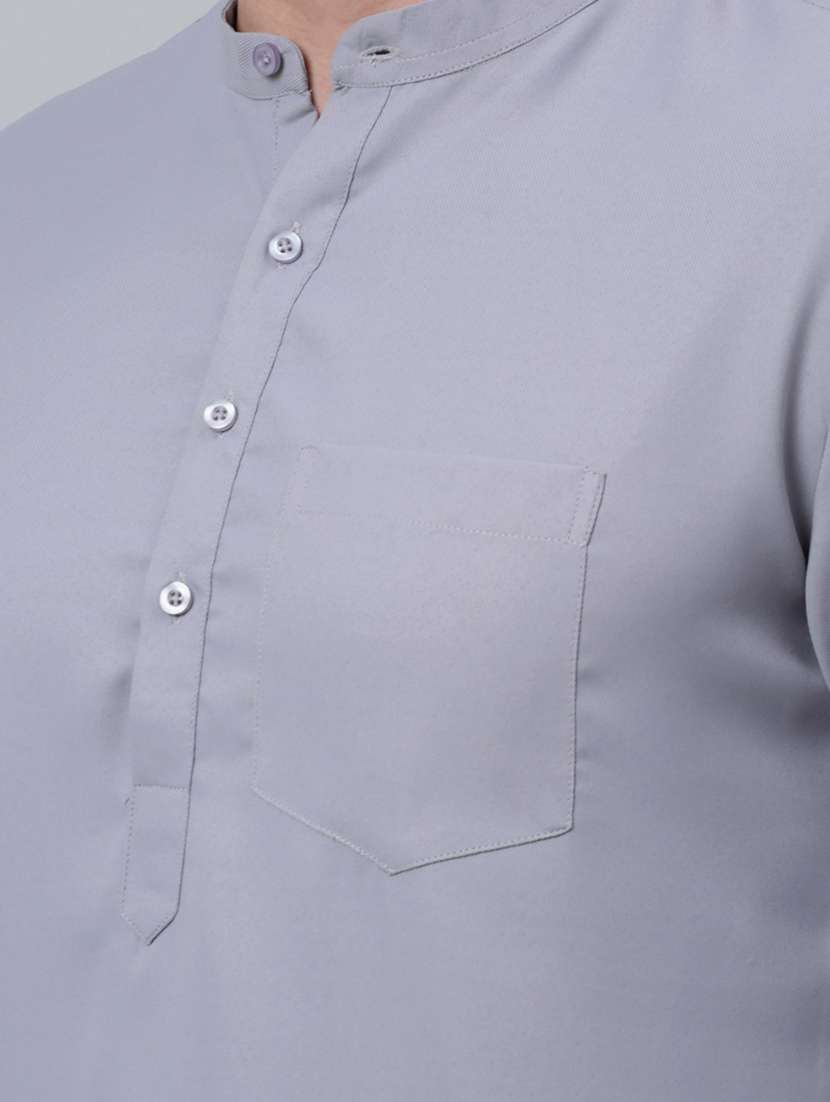 mandarin neck solid short kurta - 20204728 -  Standard Image - 4