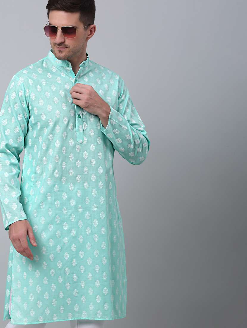 mandarin neck printed long kurta - 20204739 -  Standard Image - 1