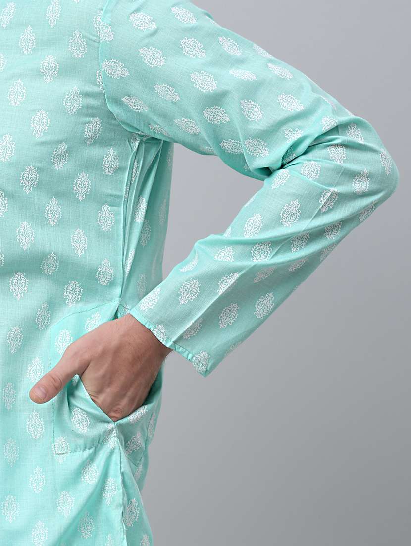 mandarin neck printed long kurta - 20204739 - Standard Image - 4