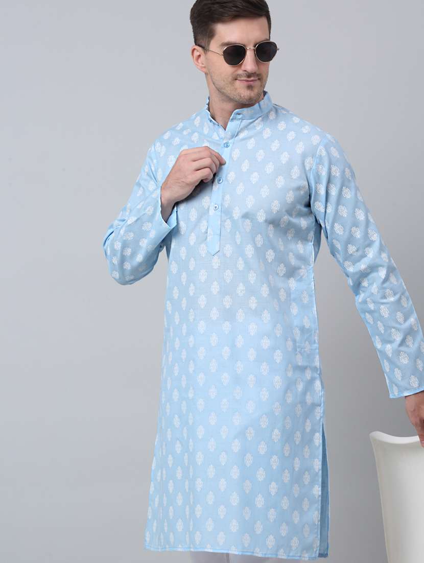 mandarin neck printed long kurta - 20204740 - Standard Image - 1