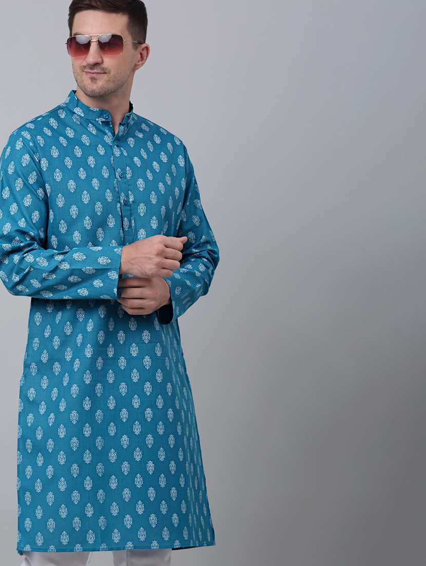 mandarin neck printed long kurta - 20204741 -  Standard Image - 1