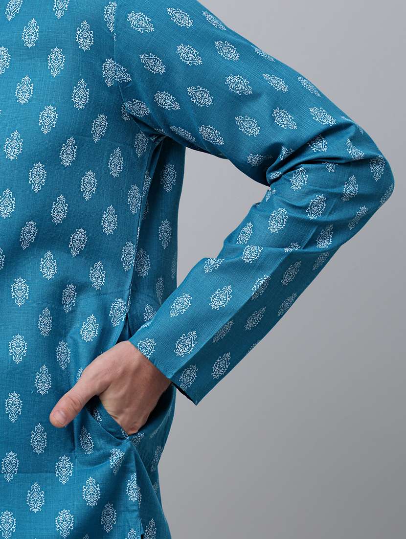mandarin neck printed long kurta - 20204741 - Standard Image - 4