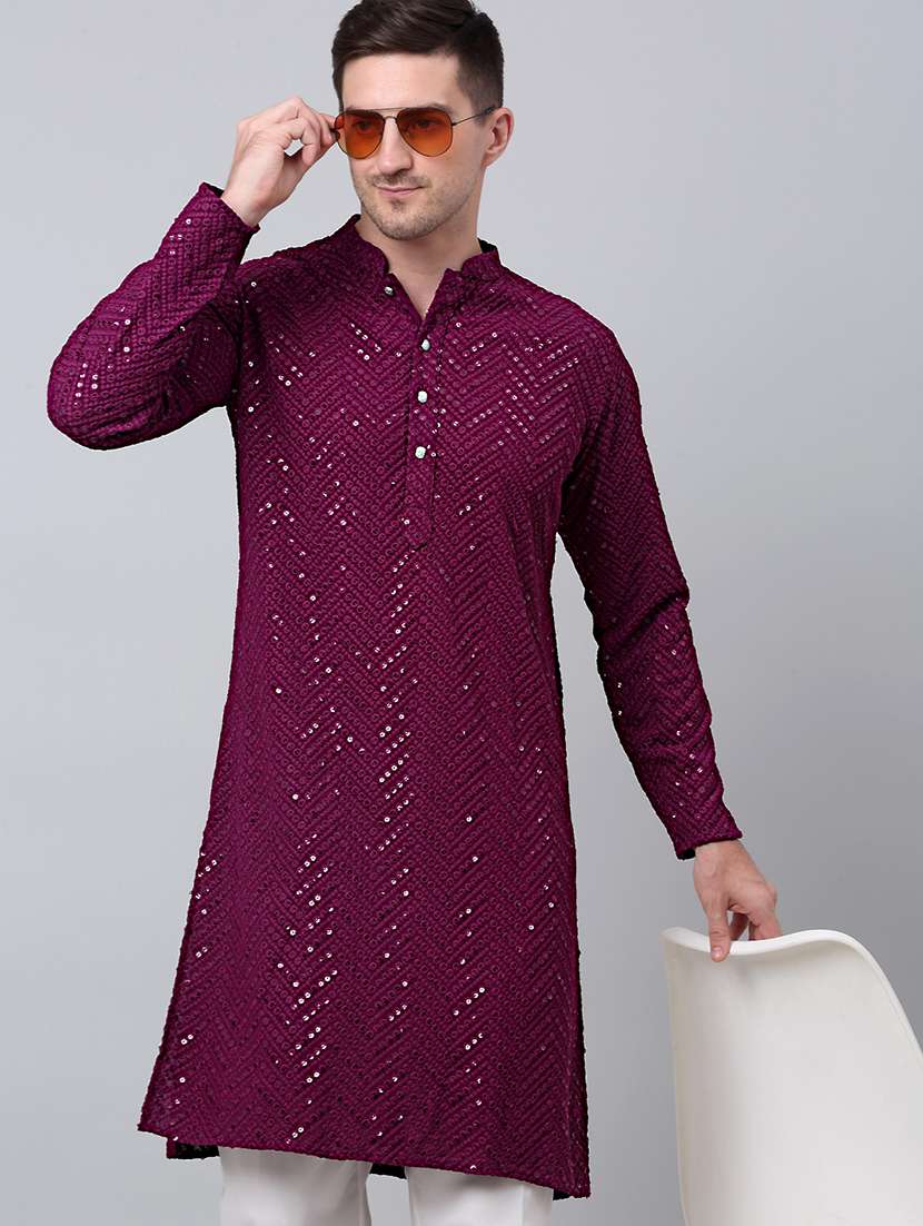mandarin neck sequin work long kurta
