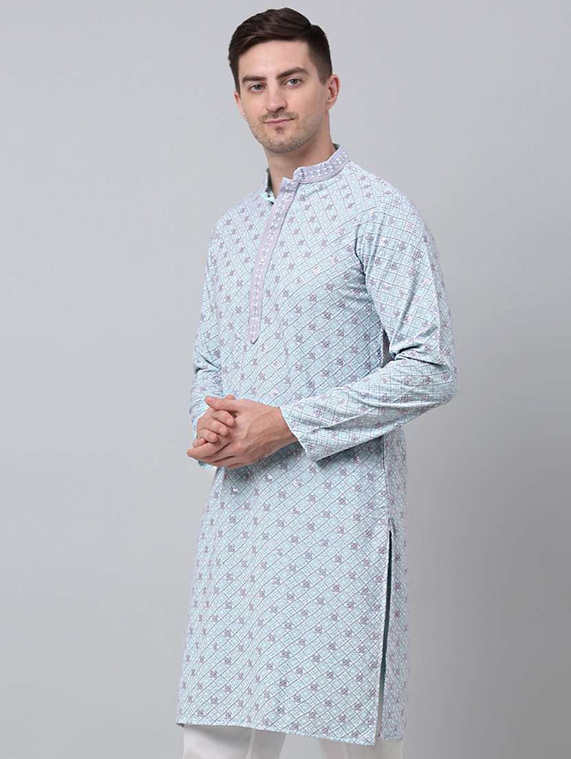 mandarin neck sequin work long kurta - 20204757 -  Standard Image - 1