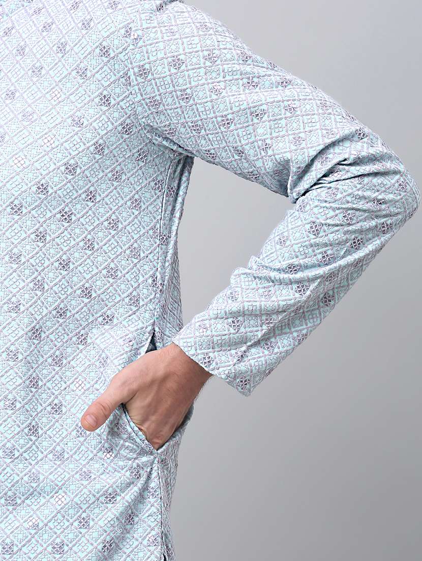 mandarin neck sequin work long kurta - 20204757 -  Standard Image - 4