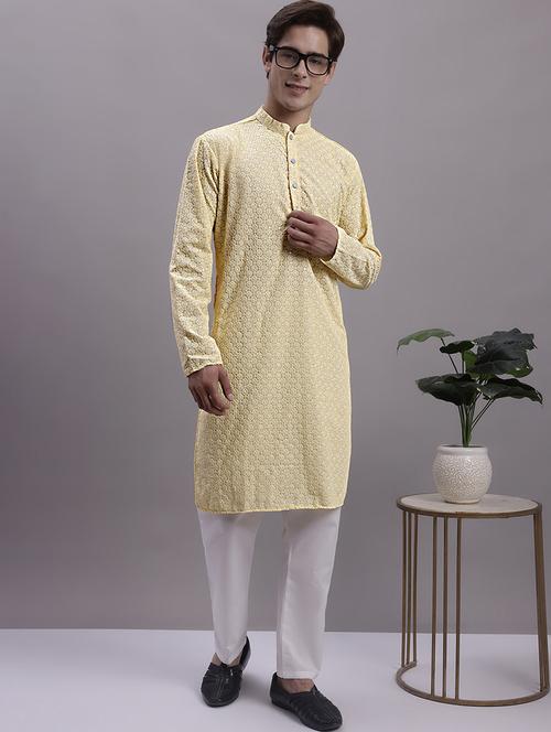 mandarin neck sequin work kurta pyjama set - 20205493 - Standard Image - 0