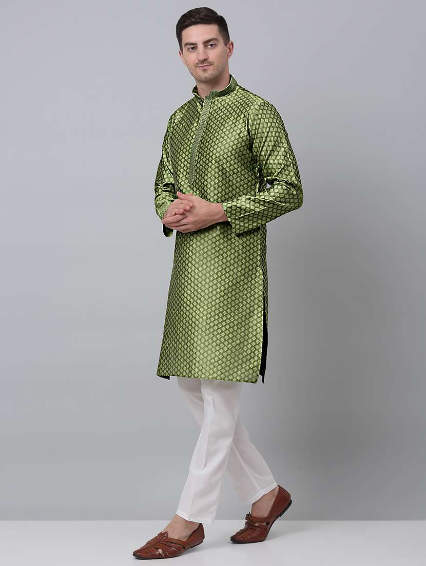 mandarin neck sequin work kurta pyjama set - 20205496 -  Standard Image - 1