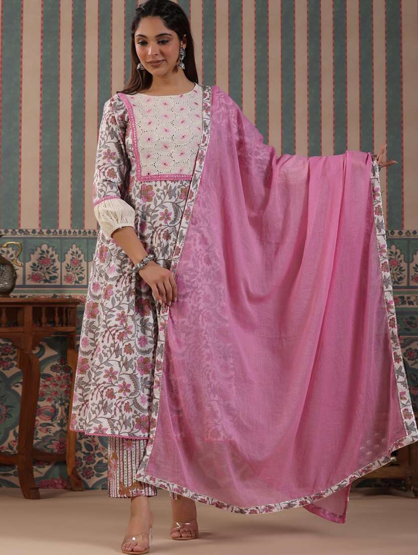 printed kurta palazzo set with dupatta  
