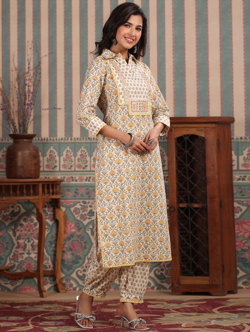 multi colored printed kurta pant set - 20205548 - Standard Image - 1