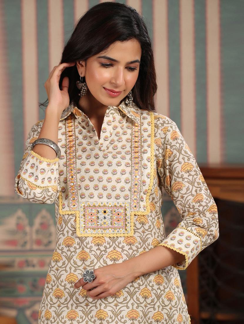 multi colored printed kurta pant set - 20205548 - Standard Image - 4