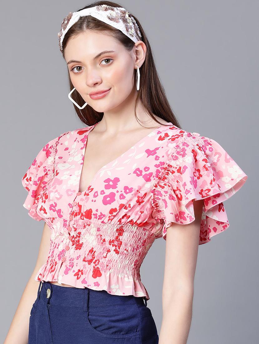 women's blouson v neck top - 20206482 -  Standard Image - 1