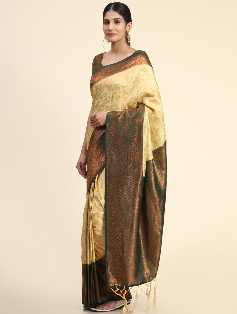 cream silk saree with blouse - 20206965 - Standard Image - 1