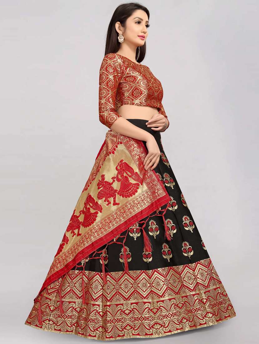 self design panelled lehenga choli set with dupatta - 20207737 -  Standard Image - 1