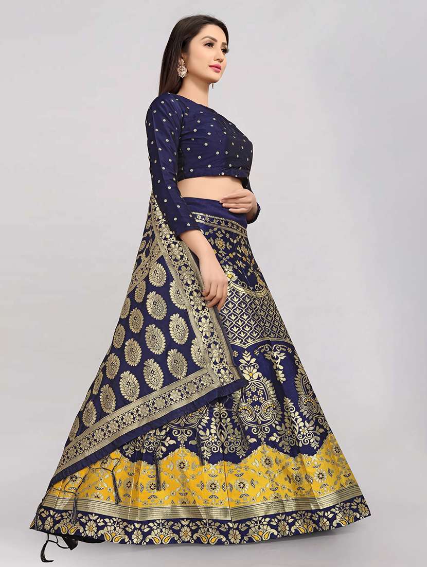 self design panelled lehenga choli set with dupatta - 20208133 -  Standard Image - 1