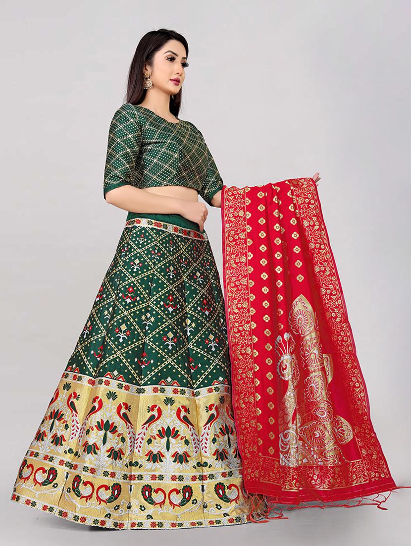 self design panelled lehenga choli set with dupatta - 20208147 - Standard Image - 1