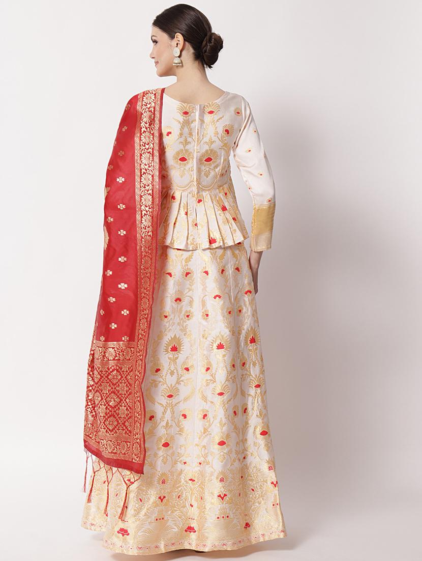 zari work semi-stitched lehenga choli with dupatta - 20208414 - Standard Image - 4
