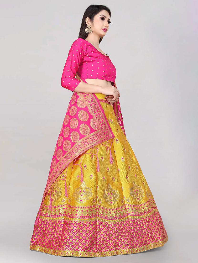zari work semi-stitched lehenga choli with dupatta - 20208492 - Standard Image - 1