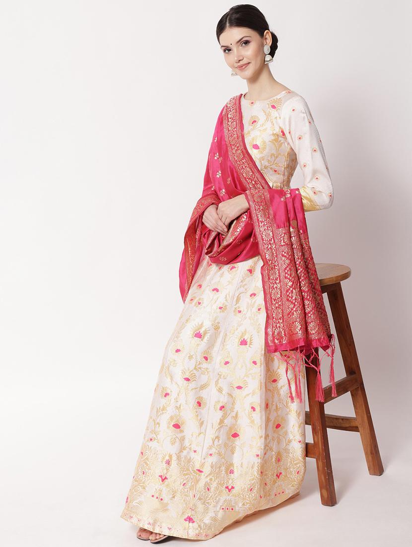 zari work semi-stitched lehenga choli with dupatta - 20208915 - Standard Image - 1