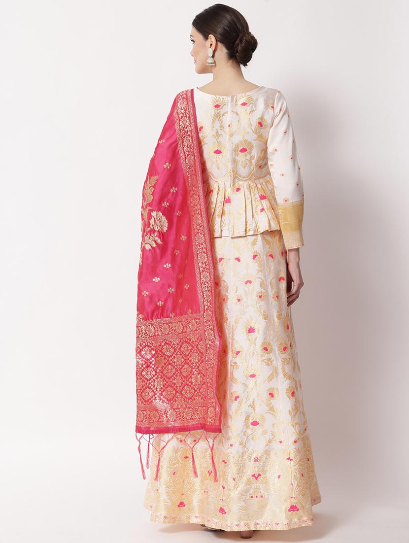 zari work semi-stitched lehenga choli with dupatta - 20208915 - Standard Image - 4