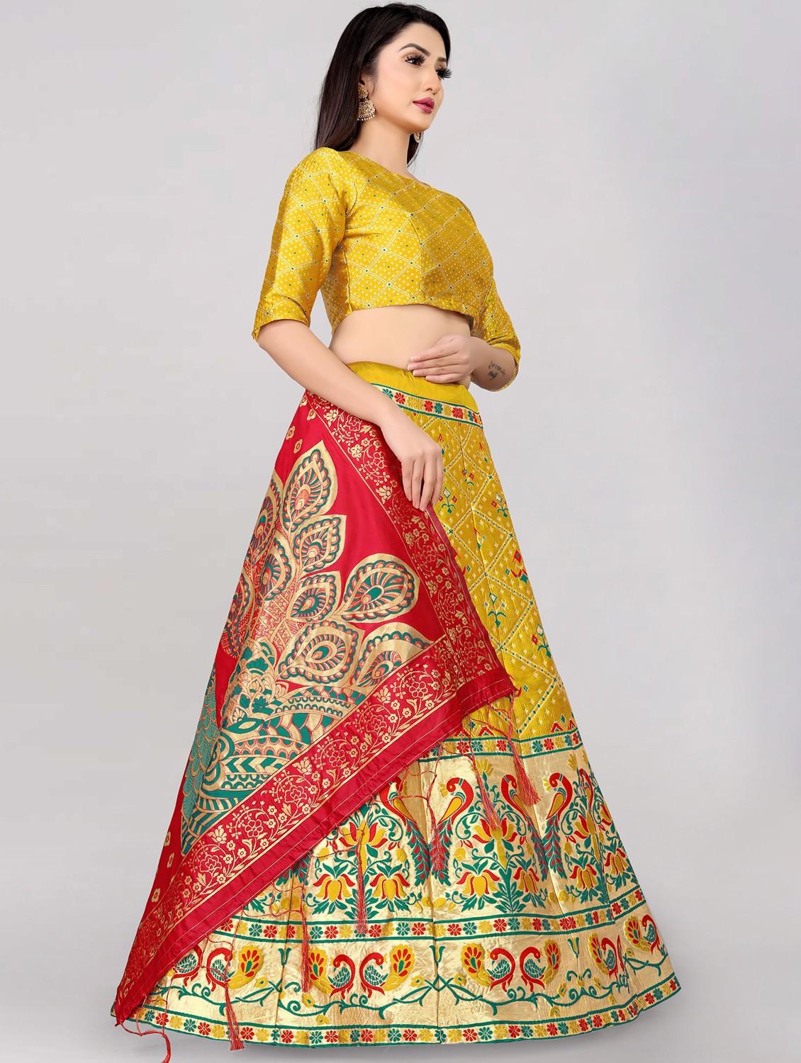zari work semi-stitched lehenga choli with dupatta - 20208979 - Standard Image - 1
