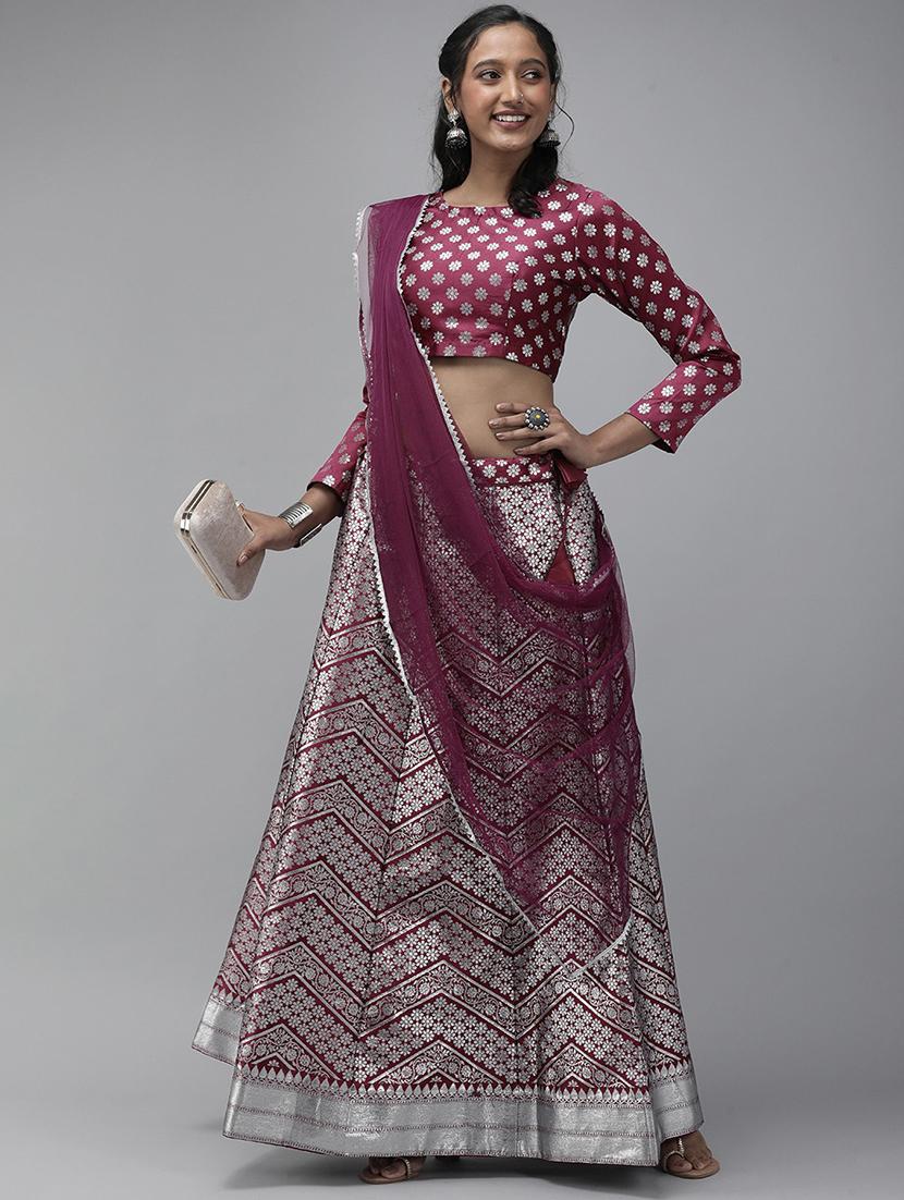zari work semi-stitched lehenga choli with dupatta - 20209029 - Standard Image - 1