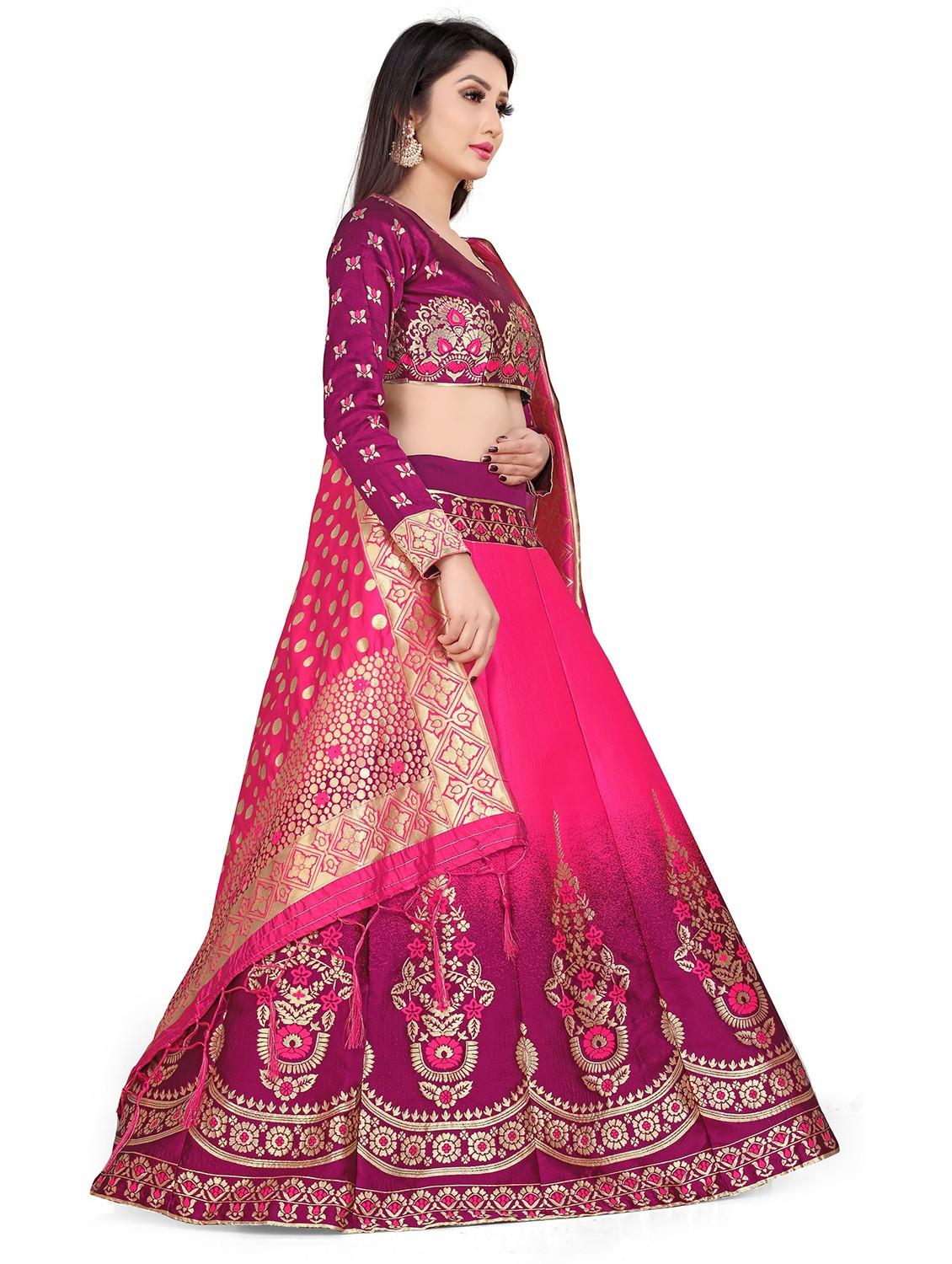 zari work semi-stitched lehenga choli with dupatta - 20209095 - Standard Image - 1