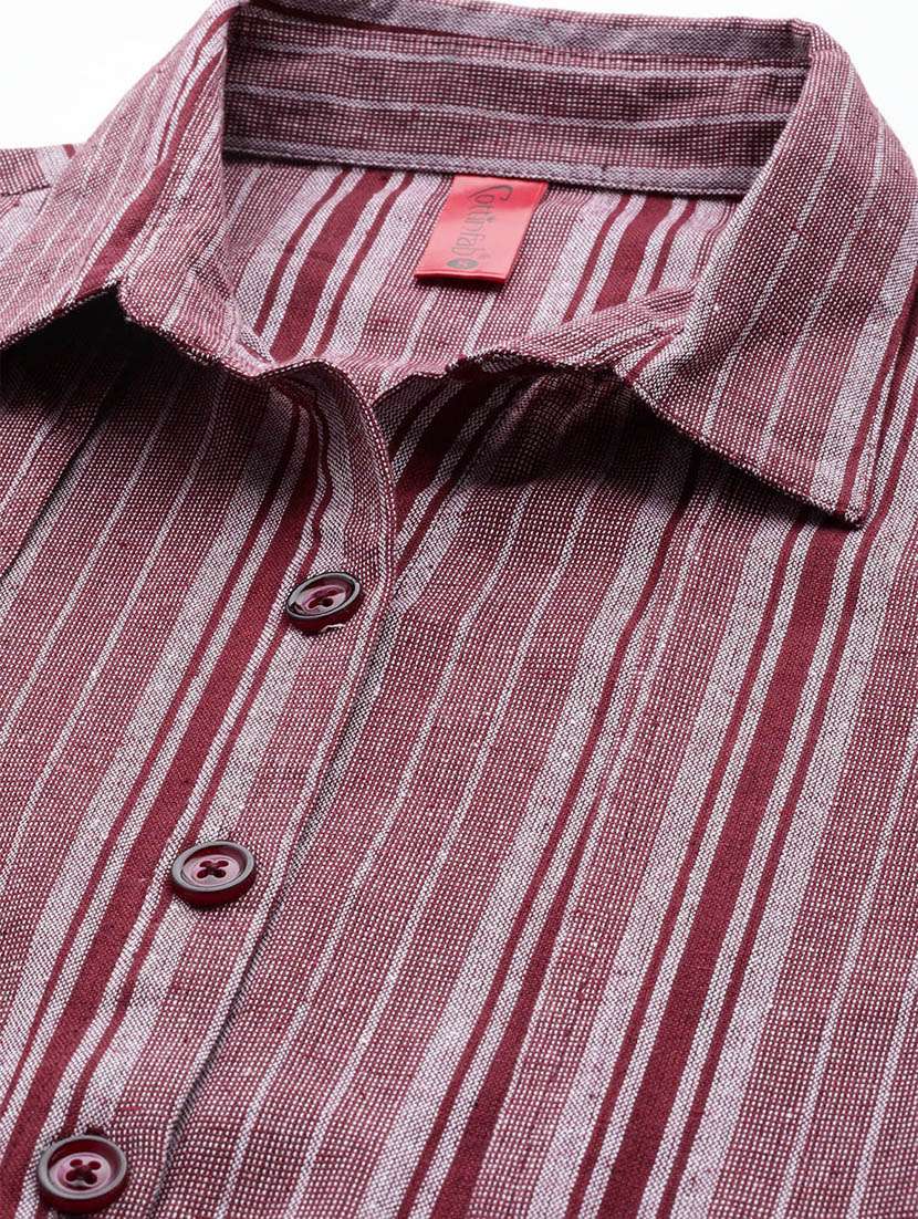 purple shirt collar striped top and trouser co-ord set - 20209244 - Standard Image - 4