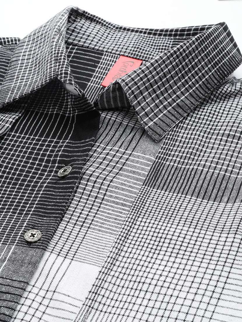 grey shirt collar checkered top and trouser co-ord set  - 20209245 -  Standard Image - 4