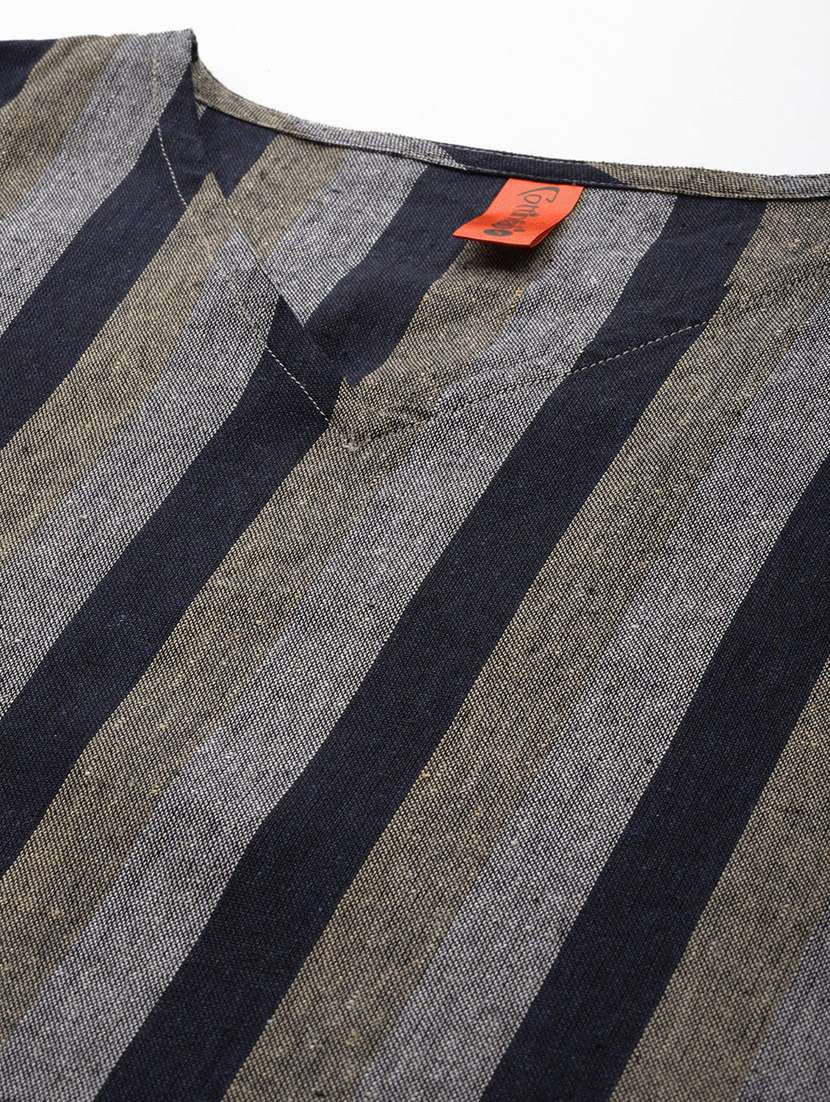 grey v neck striped kaftan top and trouser co-ord set  - 20209250 -  Standard Image - 4