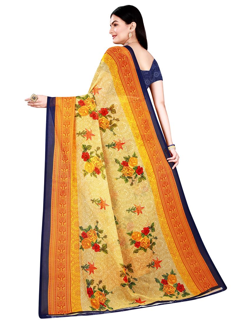 pack of 2 printed sarees with blouse - 20209468 - Standard Image - 1
