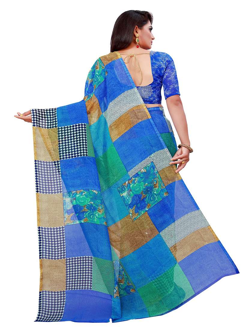 pack of 2 printed saree with blouse - 20209482 - Standard Image - 1