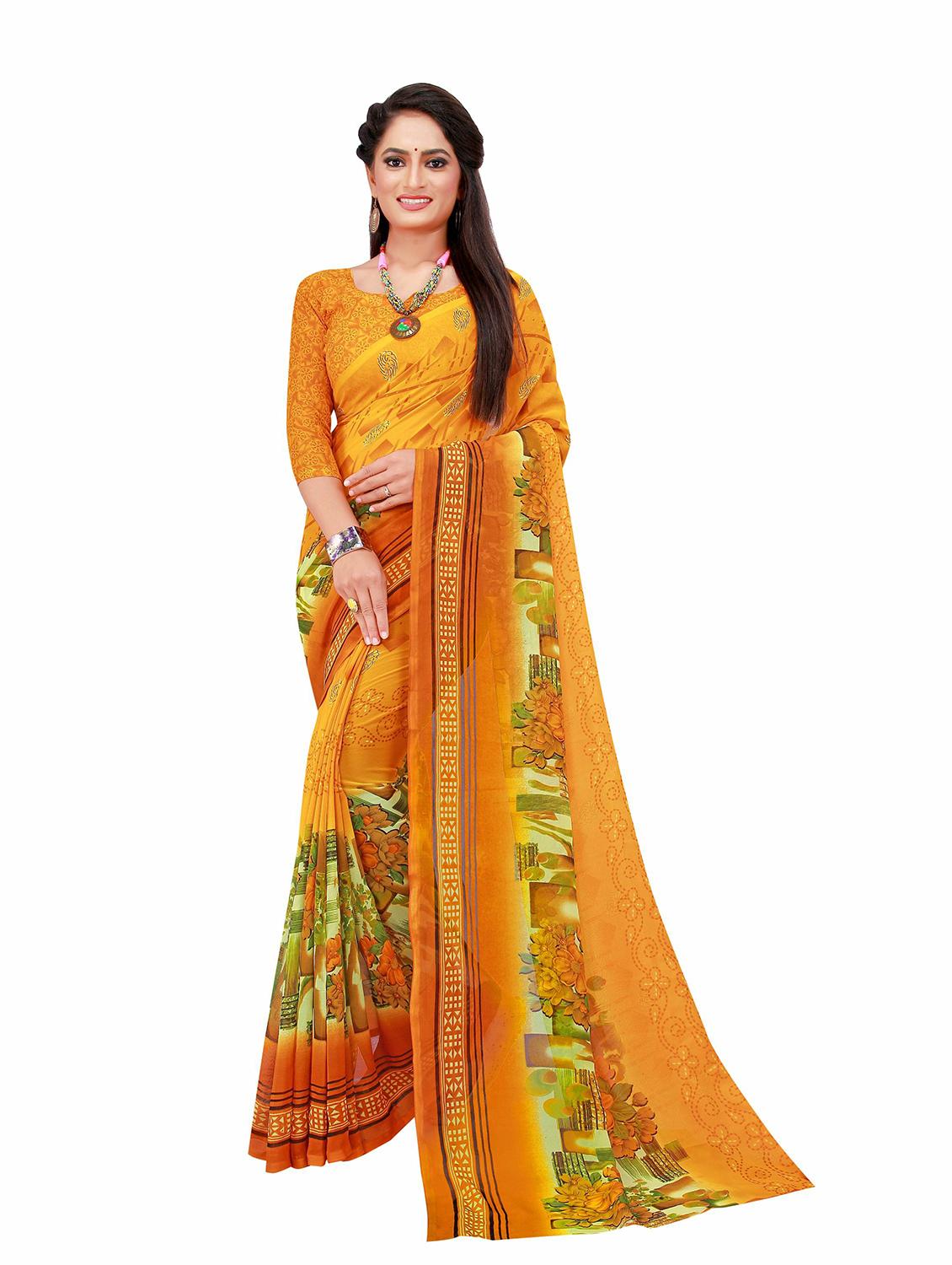 pack of 2 printed sarees with blouse - 20209517 - Standard Image - 1