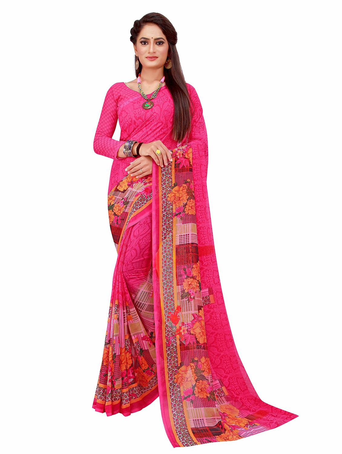pack of 2 printed sarees with blouse - 20209537 - Standard Image - 1