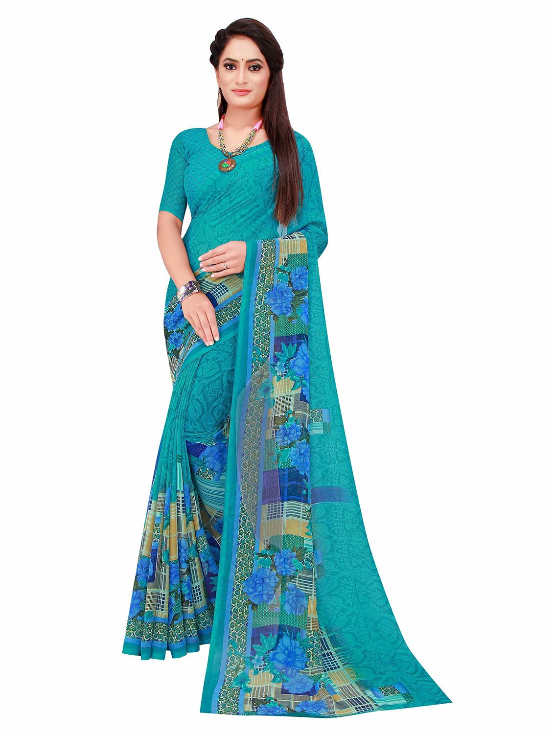 pack of 2 printed sarees with blouse - 20209539 - Standard Image - 1