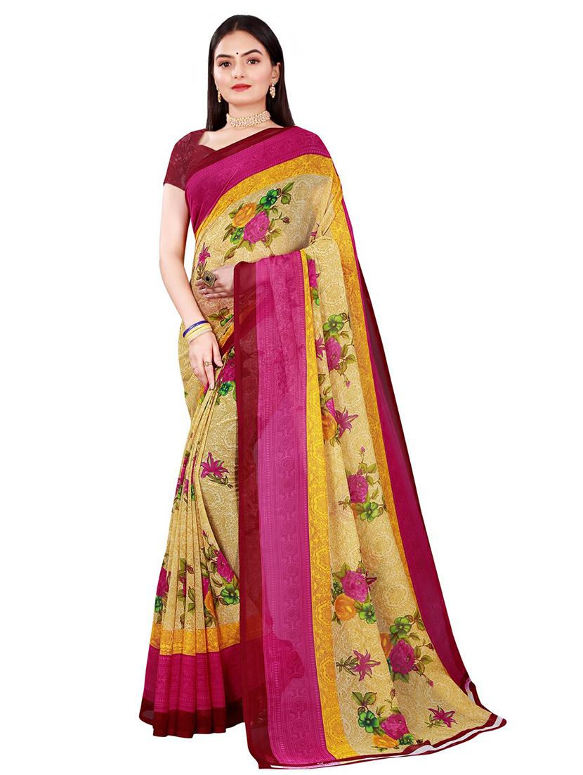 pack of 2 printed sarees with blouse - 20209765 - Standard Image - 1