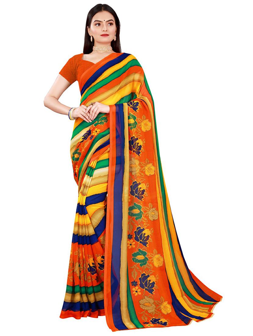 women's printed multi colored saree with blouse - 20209790 - Standard Image - 1