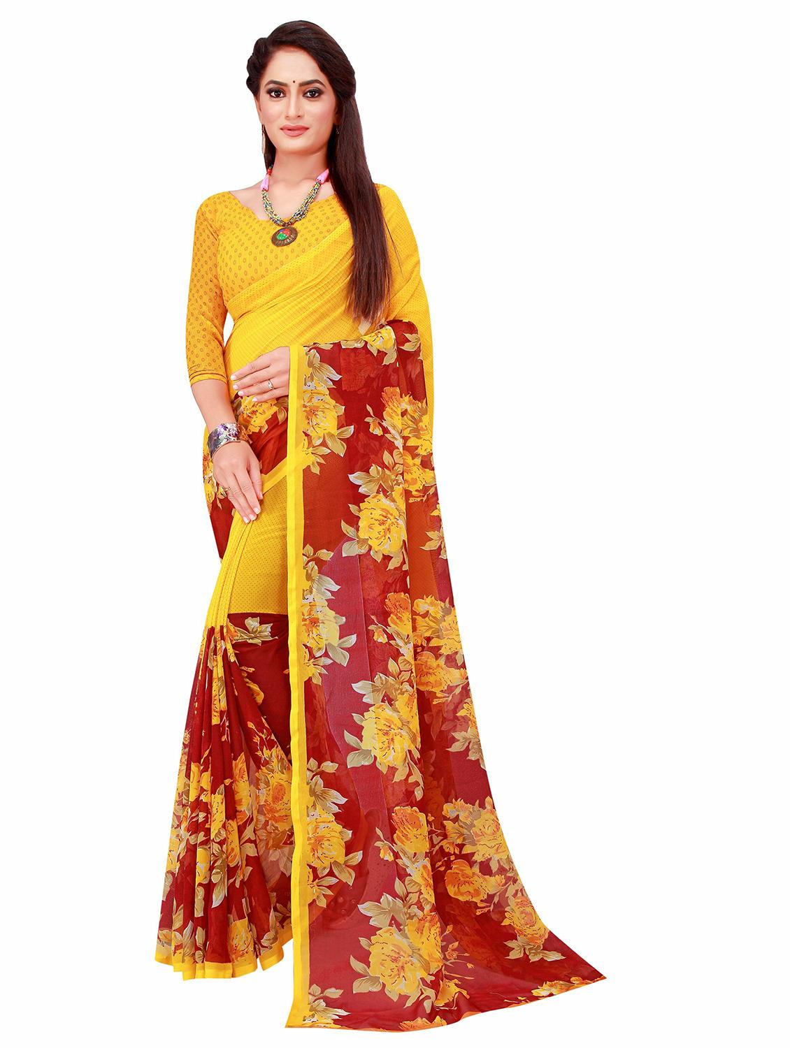 pack of 2 printed saree with blouse - 20209811 - Standard Image - 1