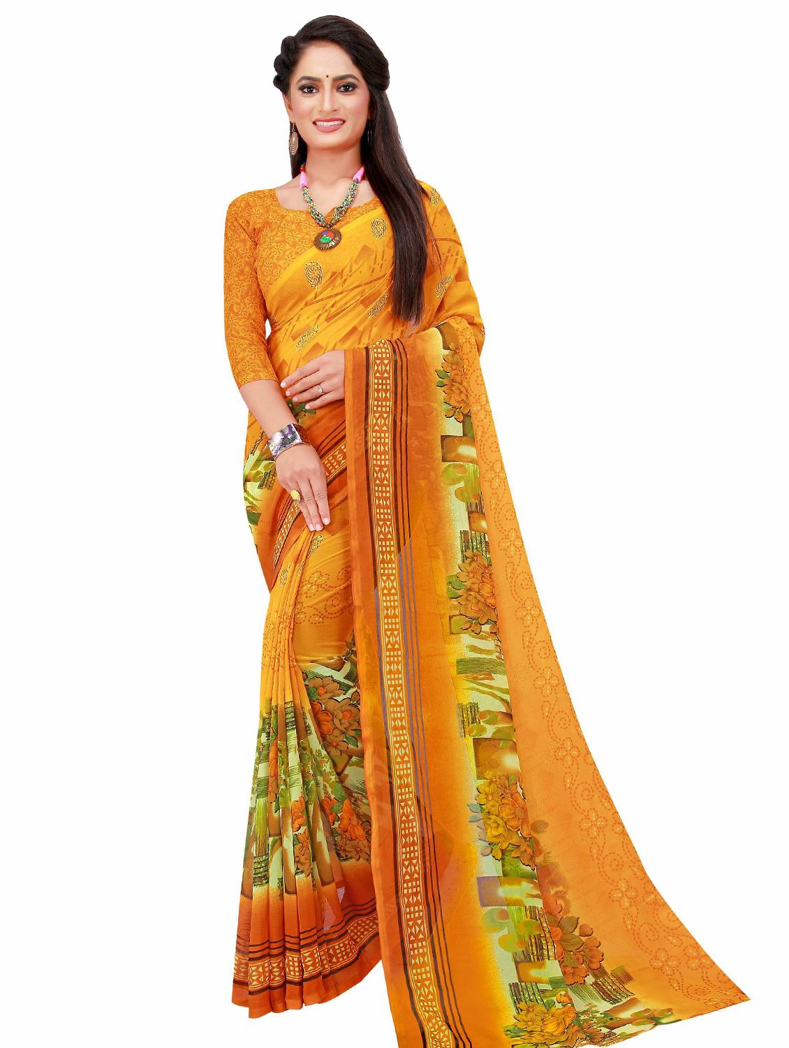 women's printed multi colored saree with blouse - 20210202 -  Standard Image - 1